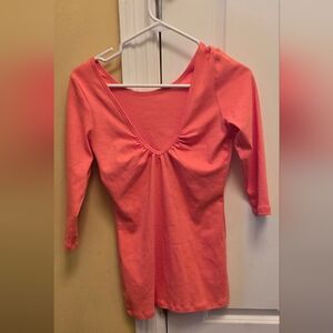 Victoria's Secret Womens Coral Ruched 3/4 Sleeve Blouse